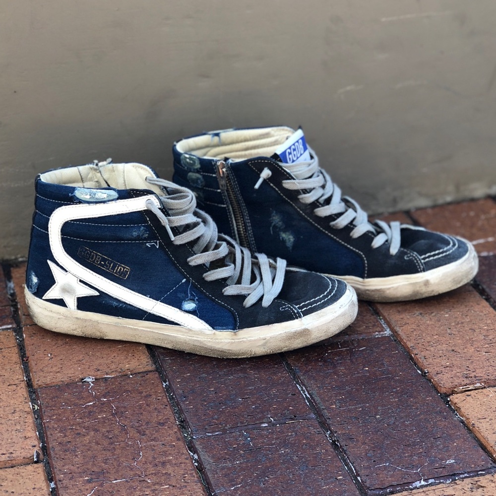 Golden Goose Denim Slides - High Top